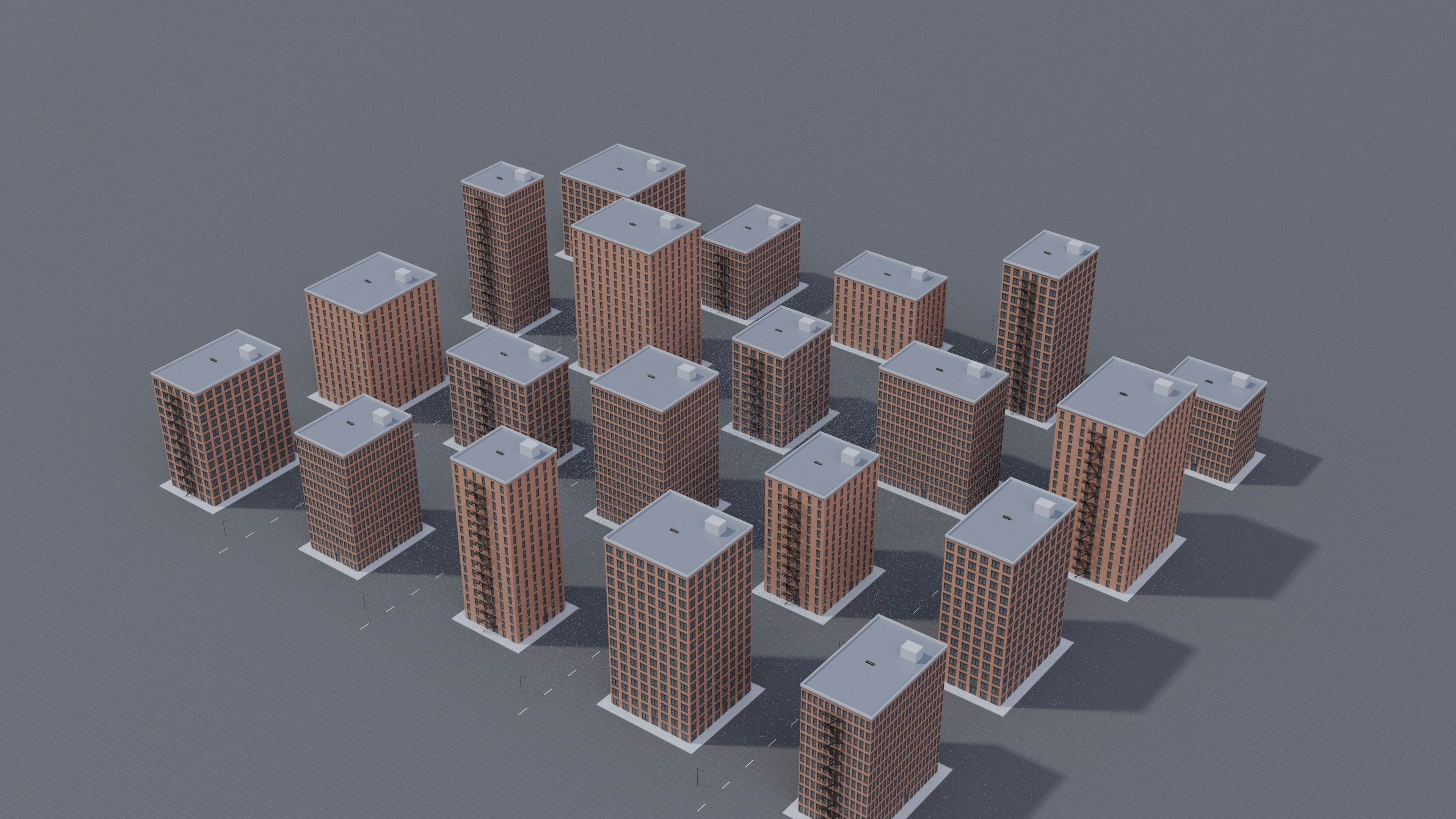 Oblique rendered city with all 100,000 recorded robot identities